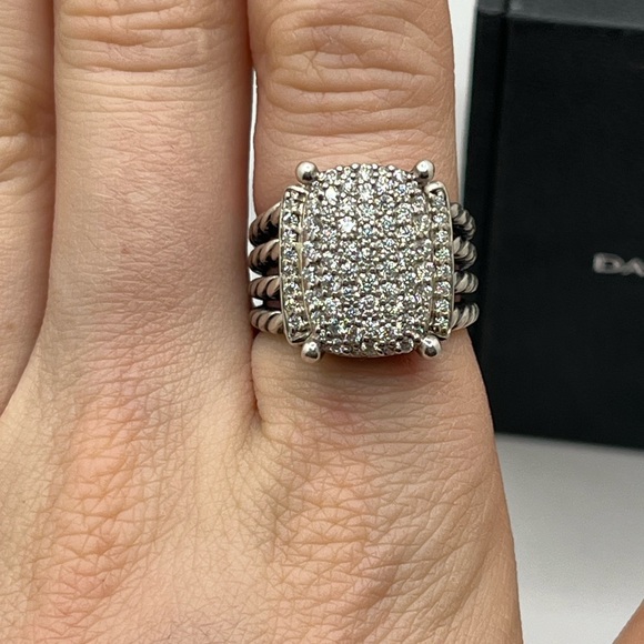David Yurman Sterling Silver Wheaton Diamonds Ring - Picture 7 of 13
